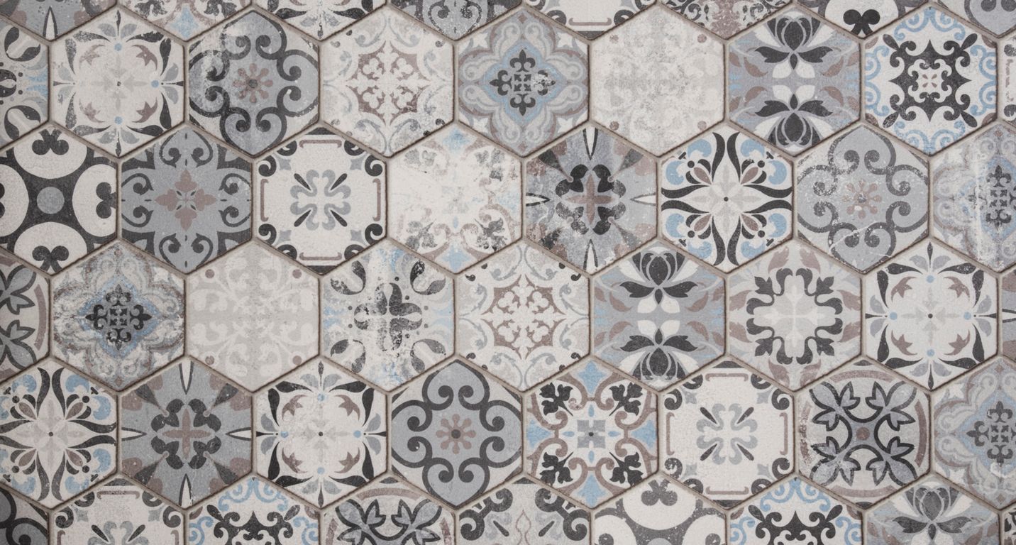 Sol vinyle rouleau MOONLIGHT , Carreaux ciment gris clair bleu, rouleau 4.00 m