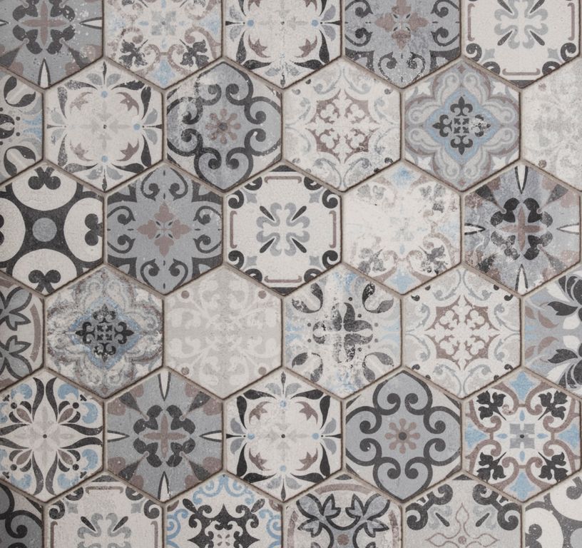 Sol vinyle rouleau MOONLIGHT , Carreaux ciment gris clair bleu, rouleau 4.00 m