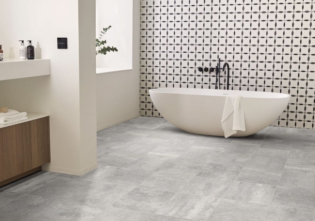 Sol vinyle rouleau MOONLIGHT , Carrelage gris, rouleau 4.00 m