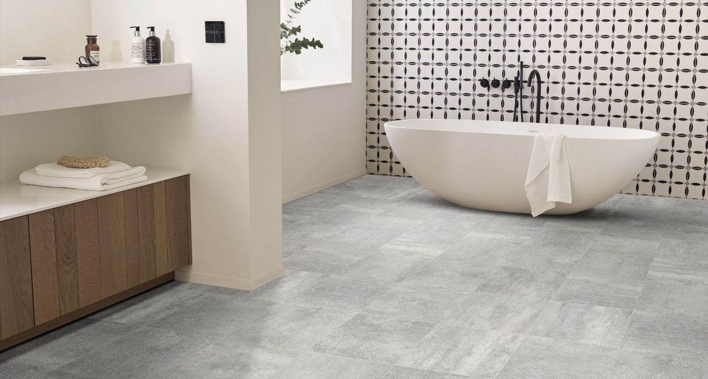 Sol vinyle rouleau MOONLIGHT , Carrelage gris, rouleau 4.00 m