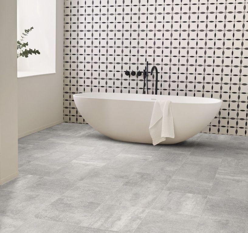 Sol vinyle rouleau MOONLIGHT , Carrelage gris, rouleau 4.00 m