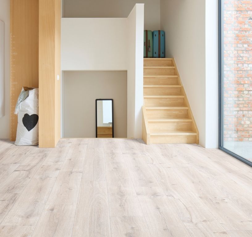 Sol vinyle rouleau TRENTO , Bois bois blanchi, rouleau 4.00 m