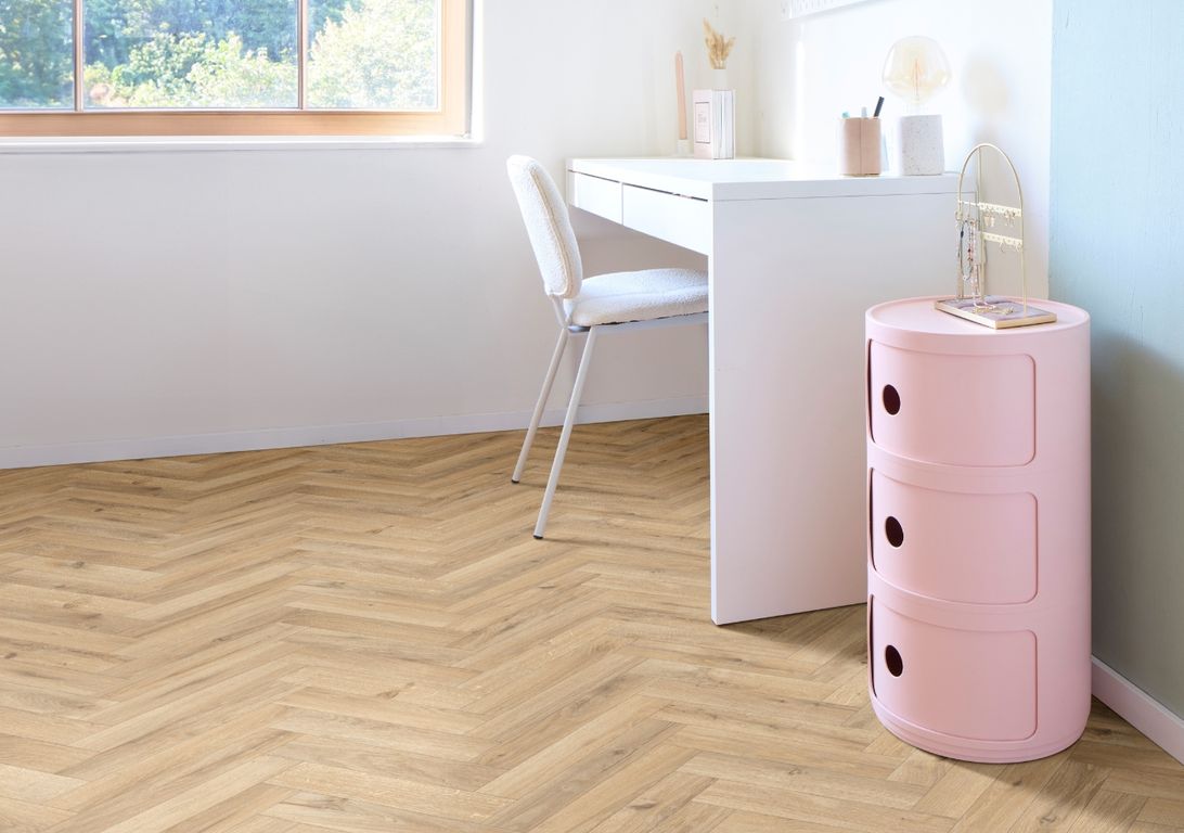 Sol vinyle rouleau TRENTO , Bois bâton rompu chêne, rouleau 4.00 m