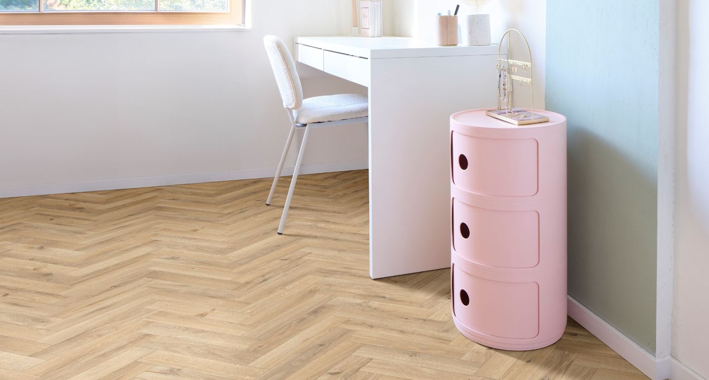 Sol vinyle rouleau TRENTO , Bois bâton rompu chêne, rouleau 4.00 m