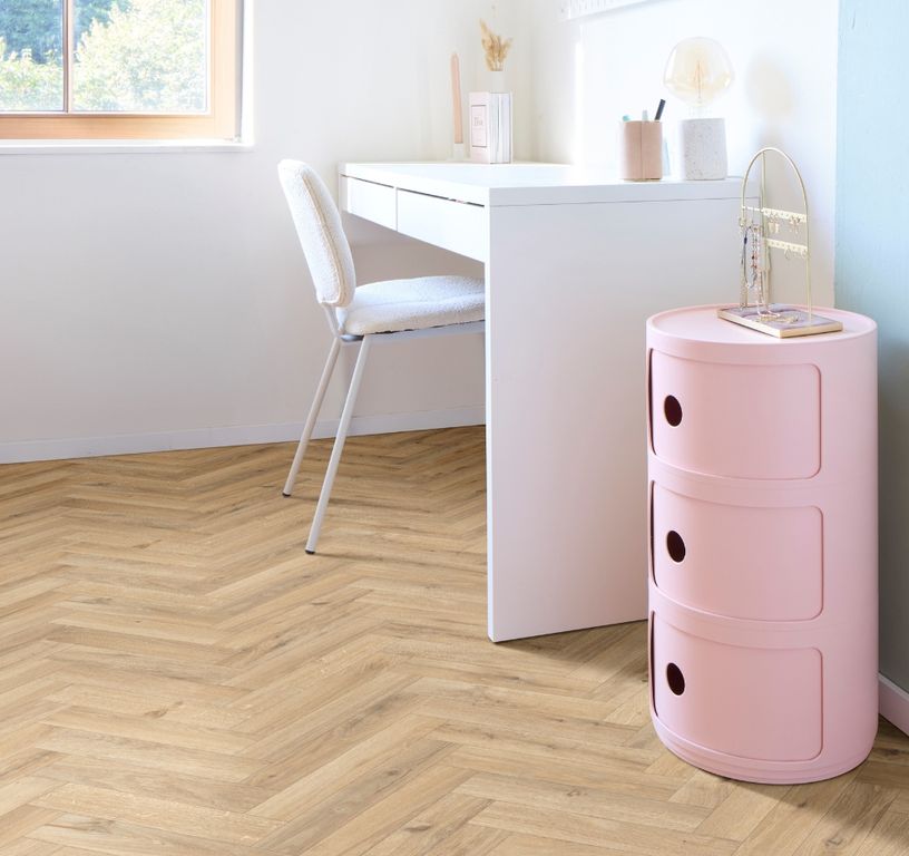 Sol vinyle rouleau TRENTO , Bois bâton rompu chêne, rouleau 4.00 m