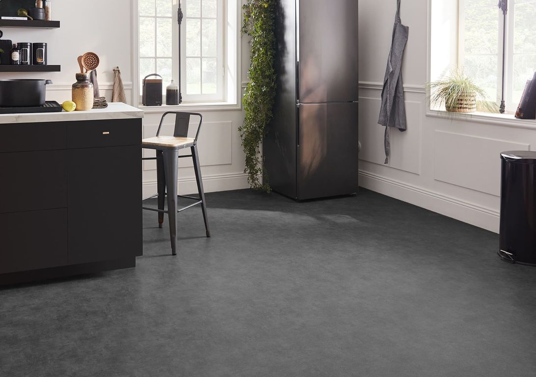 Sol vinyle rouleau TEXMARK , Béton odin gris foncé, rouleau 4.00 m