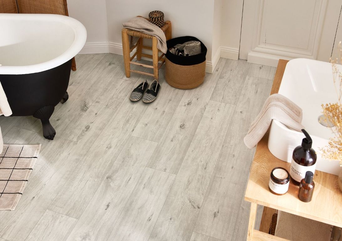 Sol vinyle rouleau TEXMARK , Bois aspect chêne authentique blanc, rouleau 4.00 m