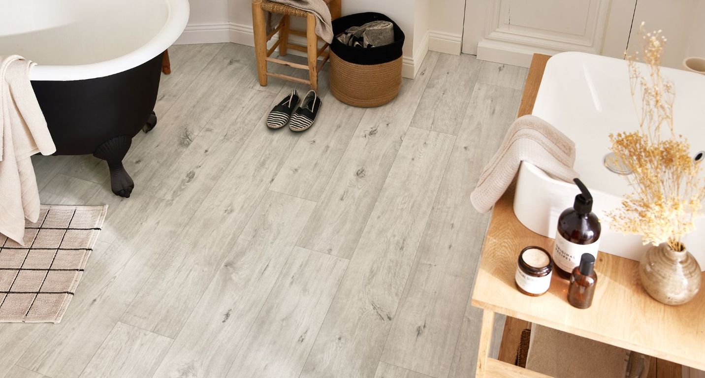 Sol vinyle rouleau TEXMARK , Bois aspect chêne authentique blanc, rouleau 4.00 m