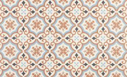 Sol vinyle rouleau TEXMARK , Carreaux ciment bleu et terracotta, rouleau 4.00 m