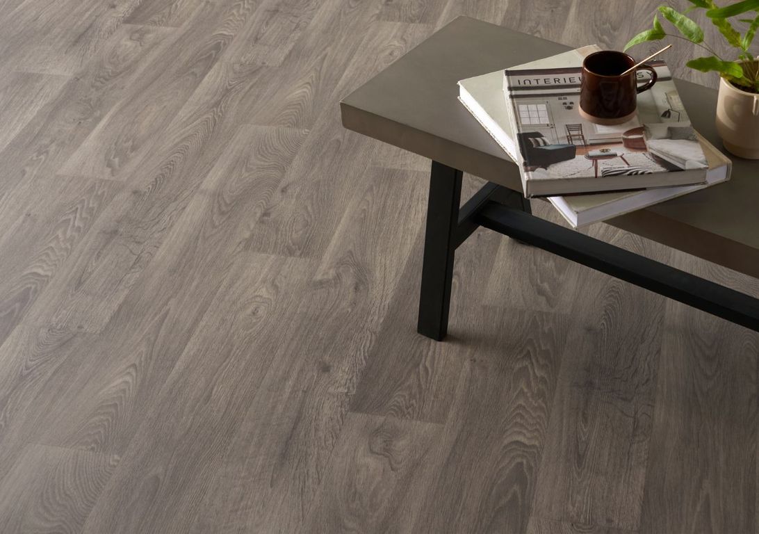 Sol vinyle rouleau TEXMARK , Bois aspect chêne grisé, rouleau 4.00 m