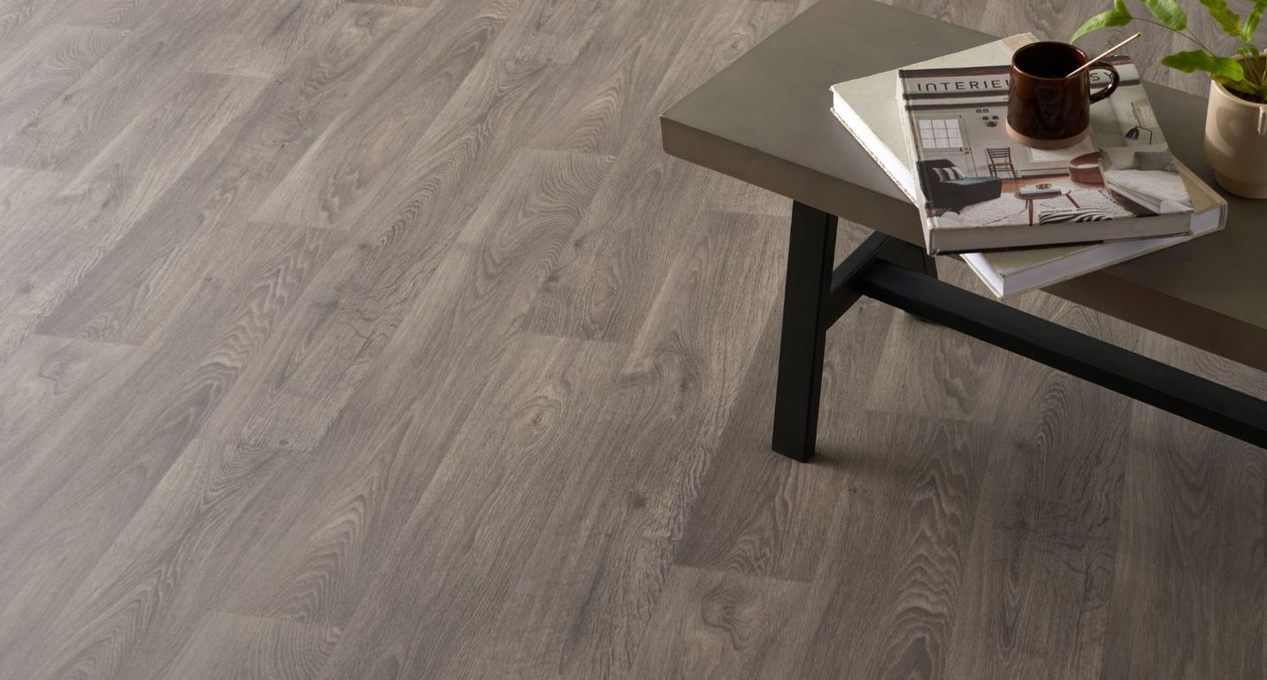 Sol vinyle rouleau TEXMARK , Bois aspect chêne grisé, rouleau 4.00 m