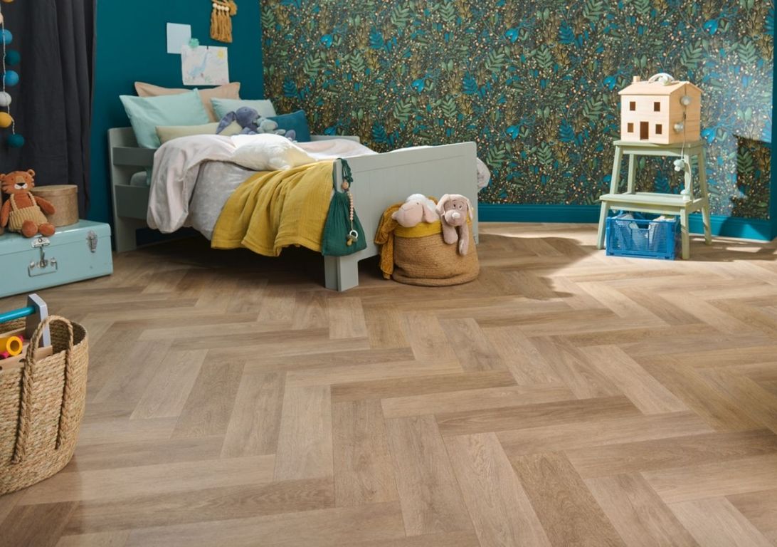 Sol vinyle rouleau TEXMARK , Bois bâton rompu naturel, rouleau 4.00 m