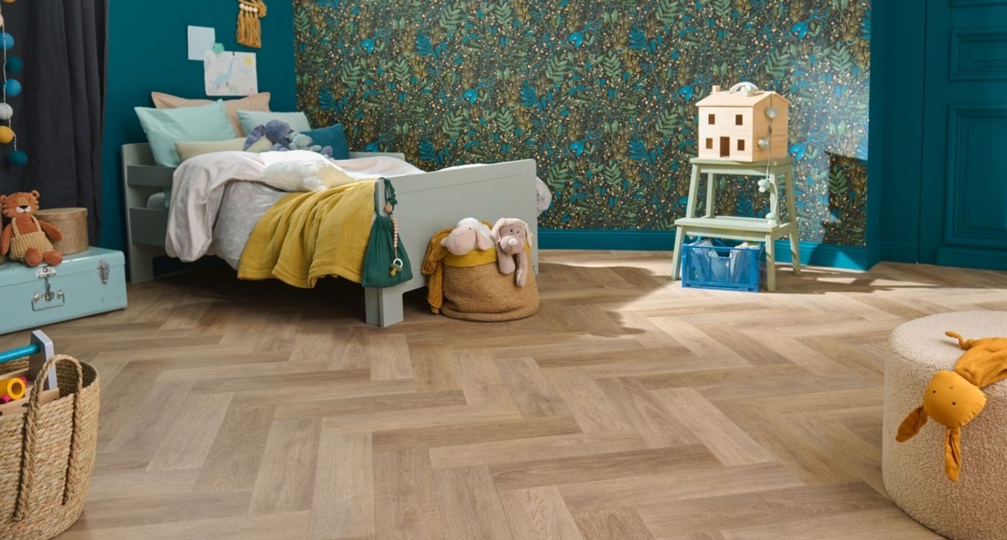 Sol vinyle rouleau TEXMARK , Bois bâton rompu naturel, rouleau 4.00 m