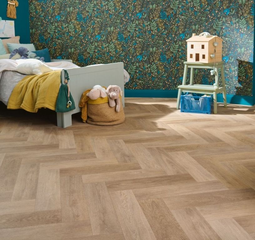 Sol vinyle rouleau TEXMARK , Bois bâton rompu naturel, rouleau 4.00 m