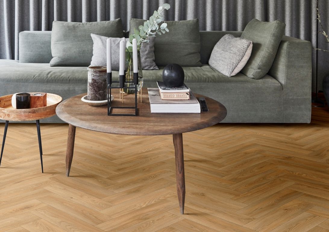 Sol vinyle rouleau TEXMARK , Bois bâton rompu chêne blond, rouleau 4.00 m