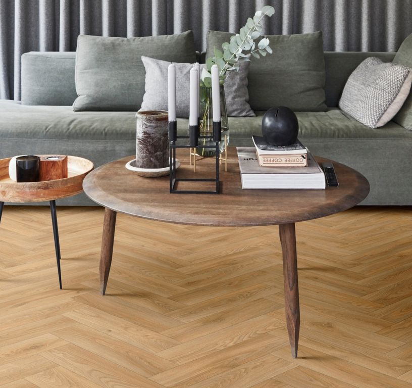 Sol vinyle rouleau TEXMARK , Bois bâton rompu chêne blond, rouleau 4.00 m