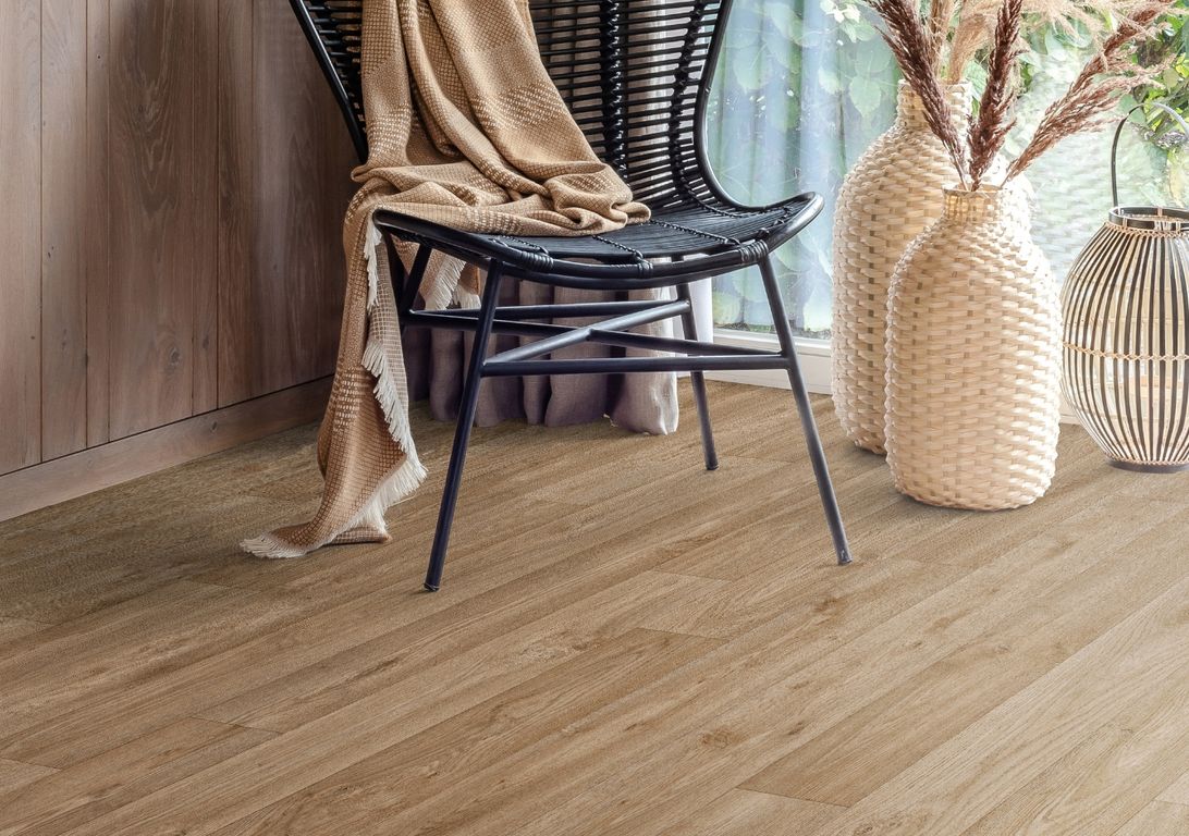 Sol vinyle rouleau TEXMARK , Bois chêne brun, rouleau 4.00 m