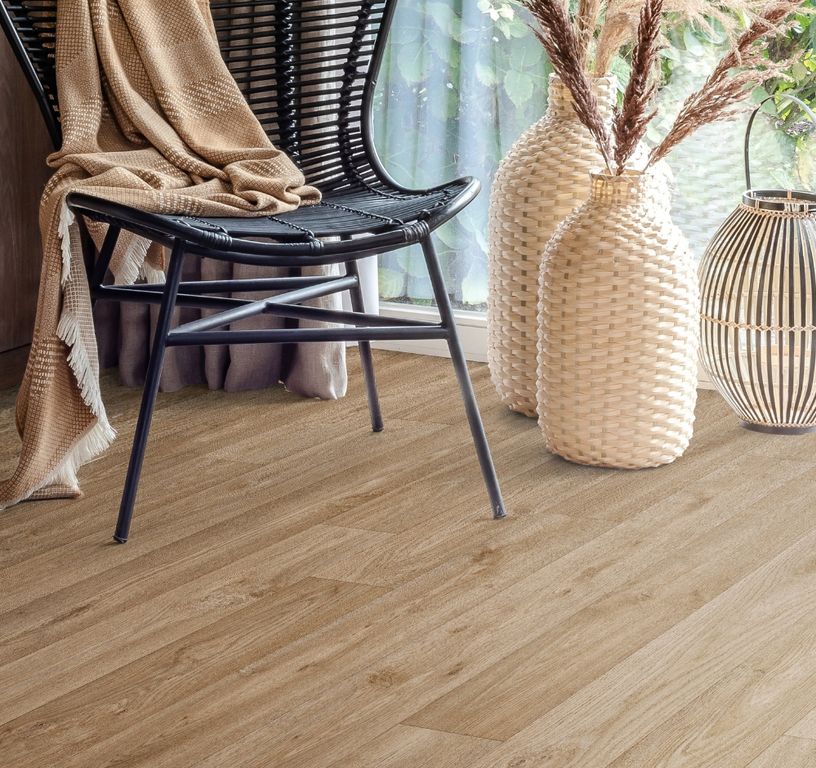 Sol vinyle rouleau TEXMARK , Bois chêne brun, rouleau 4.00 m