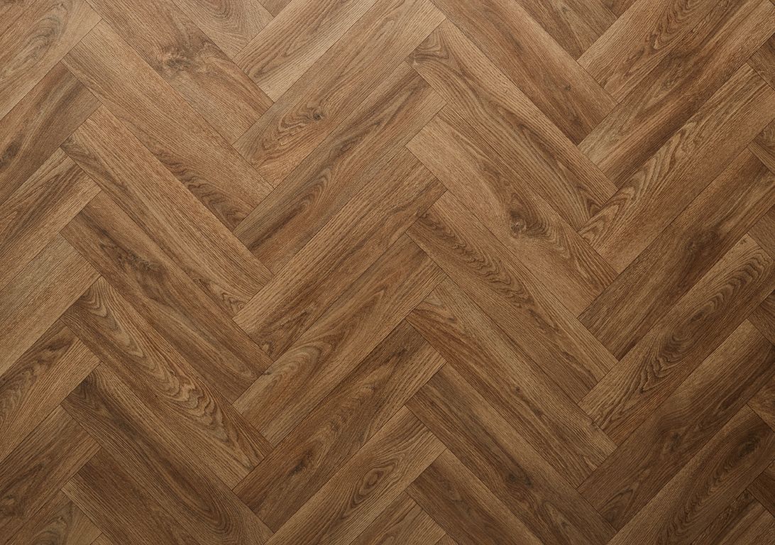 Sol vinyle rouleau TEXMARK , Bois bâton rompu chêne brun, rouleau 4.00 m