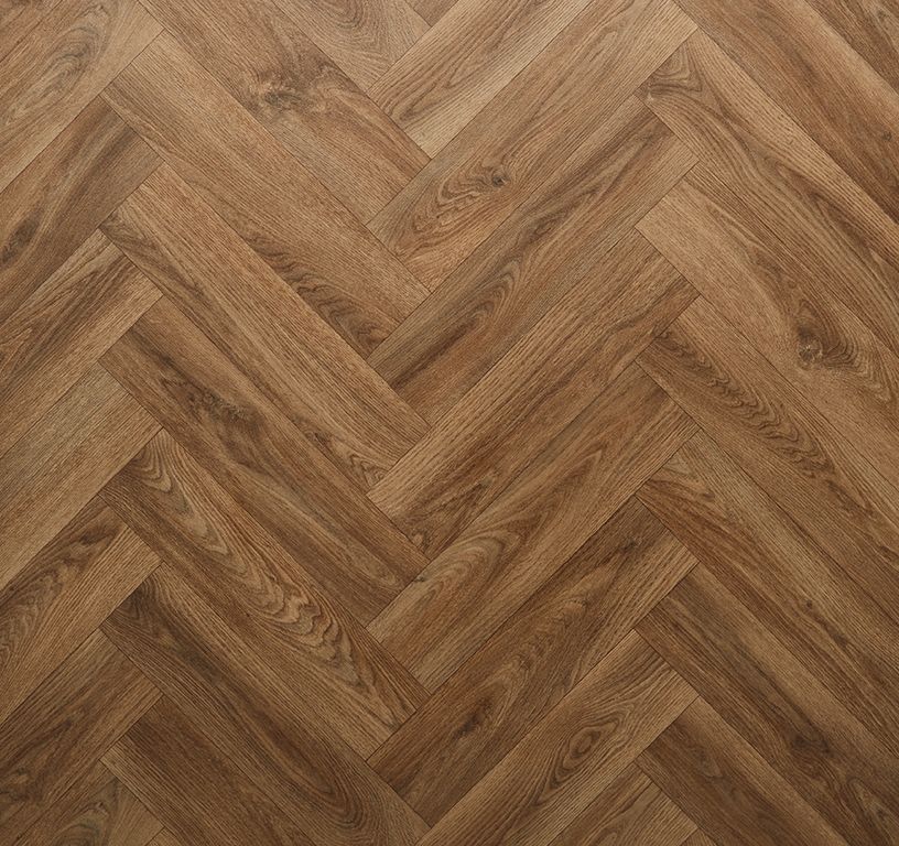 Sol vinyle rouleau TEXMARK , Bois bâton rompu chêne brun, rouleau 4.00 m