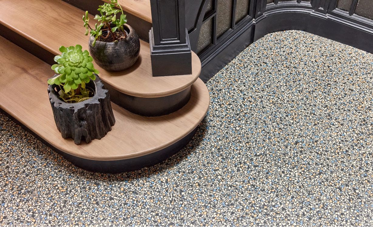 Sol vinyle rouleau TEXMARK , Motif terrazzo art déco, rouleau 4.00 m
