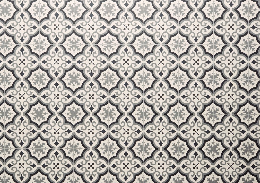 Sol vinyle rouleau TEXMARK , Carreaux ciment noir et blanc, rouleau 4.00 m