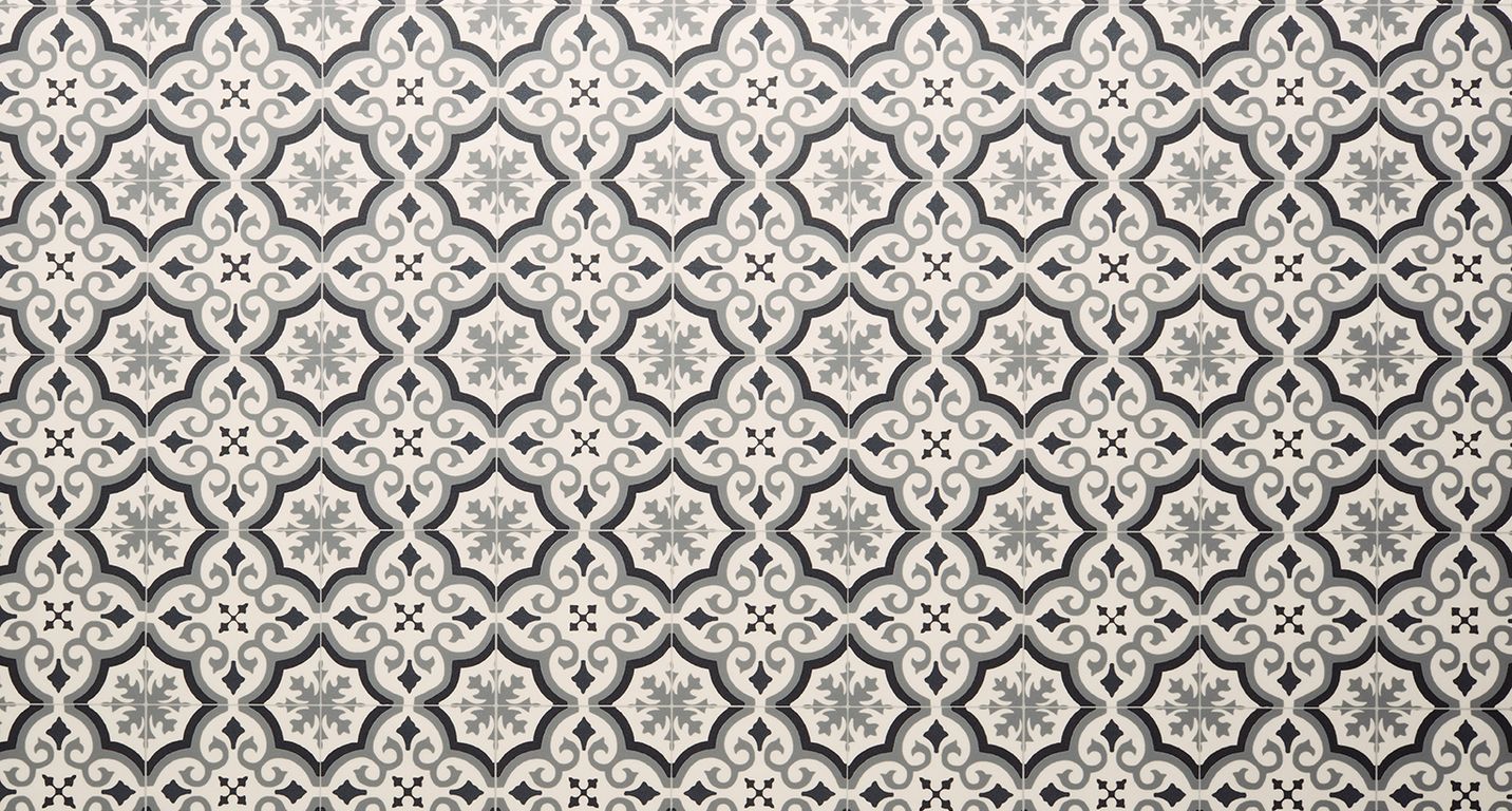 Sol vinyle rouleau TEXMARK , Carreaux ciment noir et blanc, rouleau 4.00 m