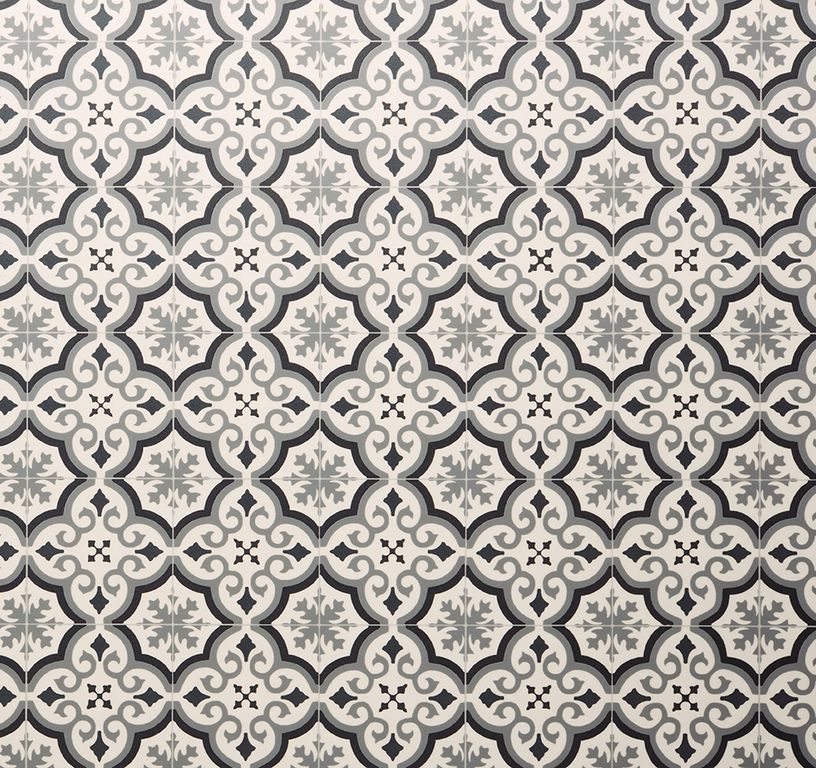 Sol vinyle rouleau TEXMARK , Carreaux ciment noir et blanc, rouleau 4.00 m