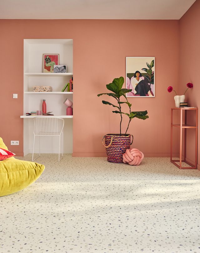 Sol vinyle rouleau COSMOLIKE , Motif terrazzo beige, rouleau 4.00 m