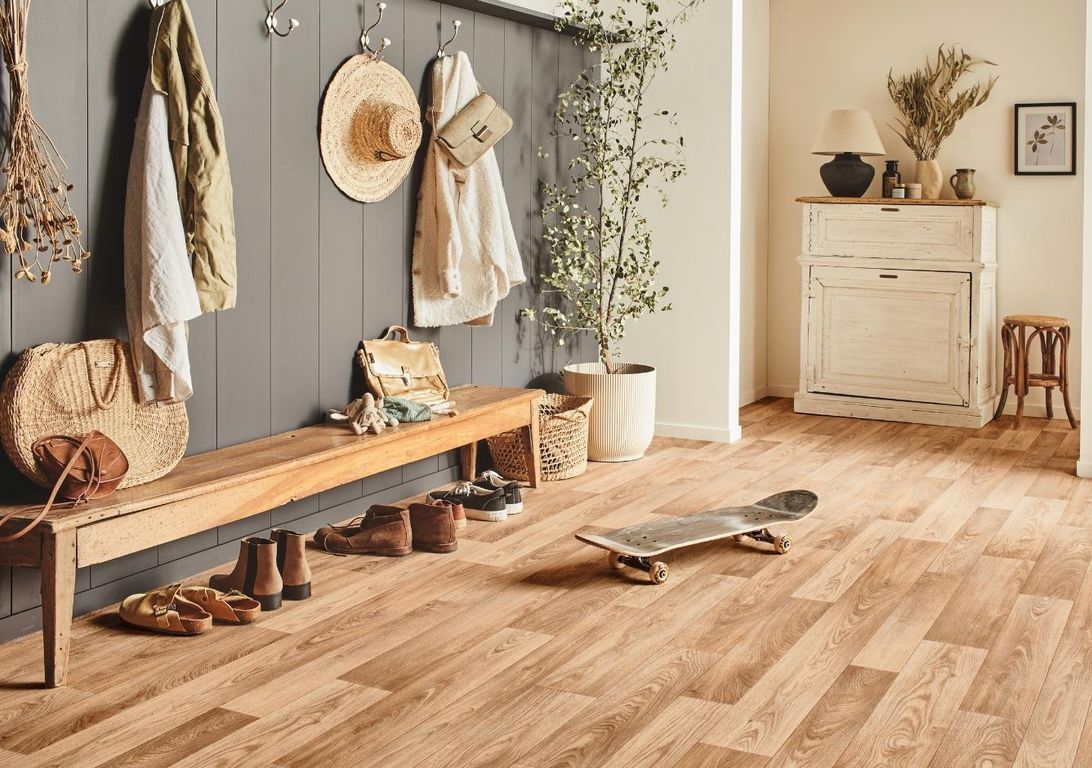 Sol vinyle rouleau DESIGNTEX , Bois chêne plancher authentique, rouleau 4.00 m