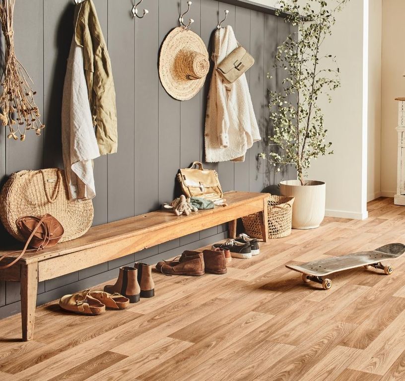 Sol vinyle rouleau DESIGNTEX , Bois chêne plancher authentique, rouleau 4.00 m