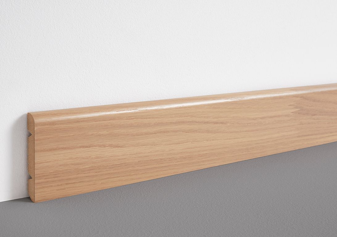 Plinthe  , Mdf placage bois, décor Bois chêne huillé blanc , h.8.00 x L. 220.00 cm