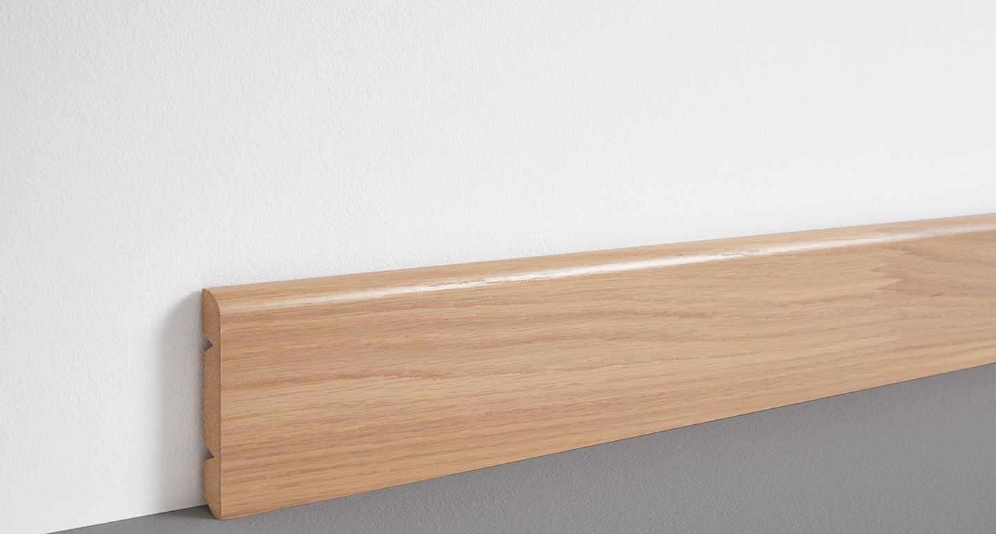 Plinthe  , Mdf placage bois, décor Bois chêne huillé blanc , h.8.00 x L. 220.00 cm