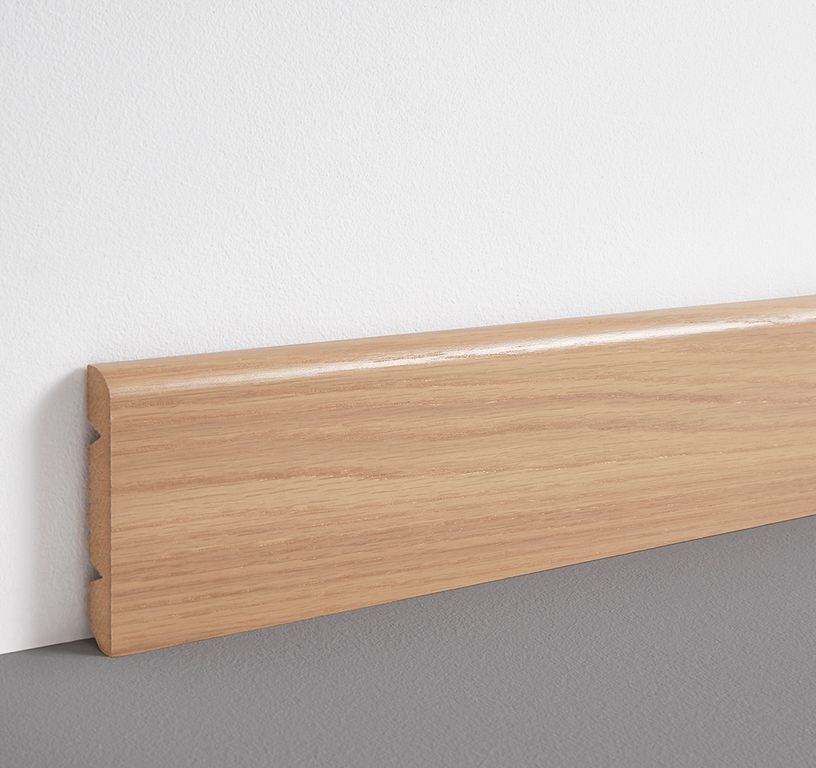Plinthe  , Mdf placage bois, décor Bois chêne huillé blanc , h.8.00 x L. 220.00 cm