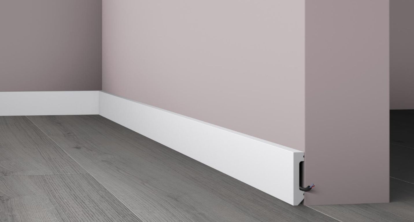 Plinthe  , Polystyrène, décor Uni blanc, h.5.80 x L. 200.00 cm