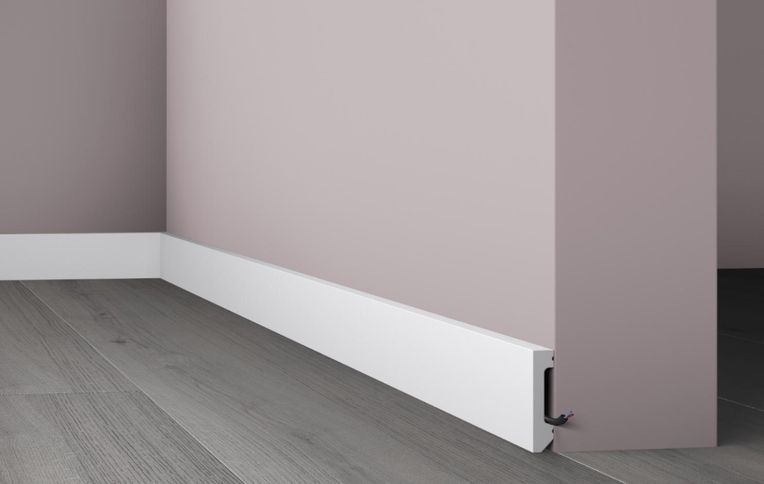 Plinthe , Polystyrène, décor Uni blanc, h.5.80 x L. 200.00 cm
