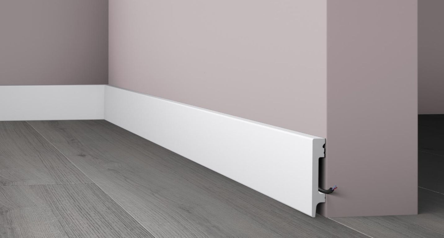 Plinthe  , Polystyrène, décor Uni blanc, h.8.00 x L. 200.00 cm