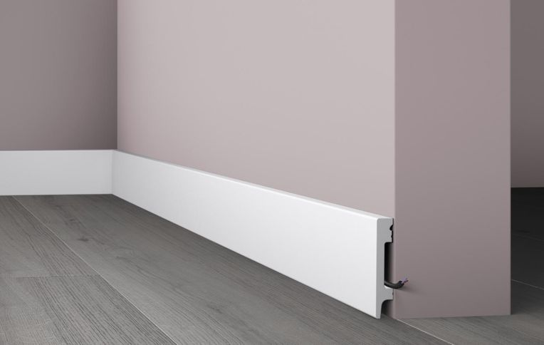 Plinthe , Polystyrène, décor Uni blanc, h.8.00 x L. 200.00 cm
