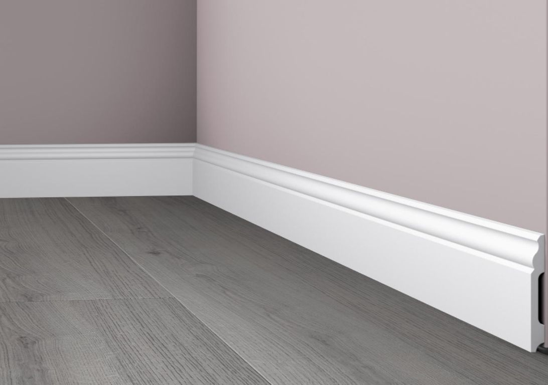 Plinthe  , Polystyrène, décor Uni blanc, h.10.00 x L. 200.00 cm