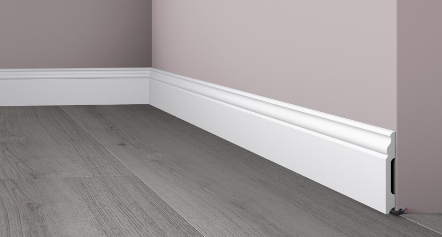 Plinthe  , Polystyrène, décor Uni blanc, h.10.00 x L. 200.00 cm