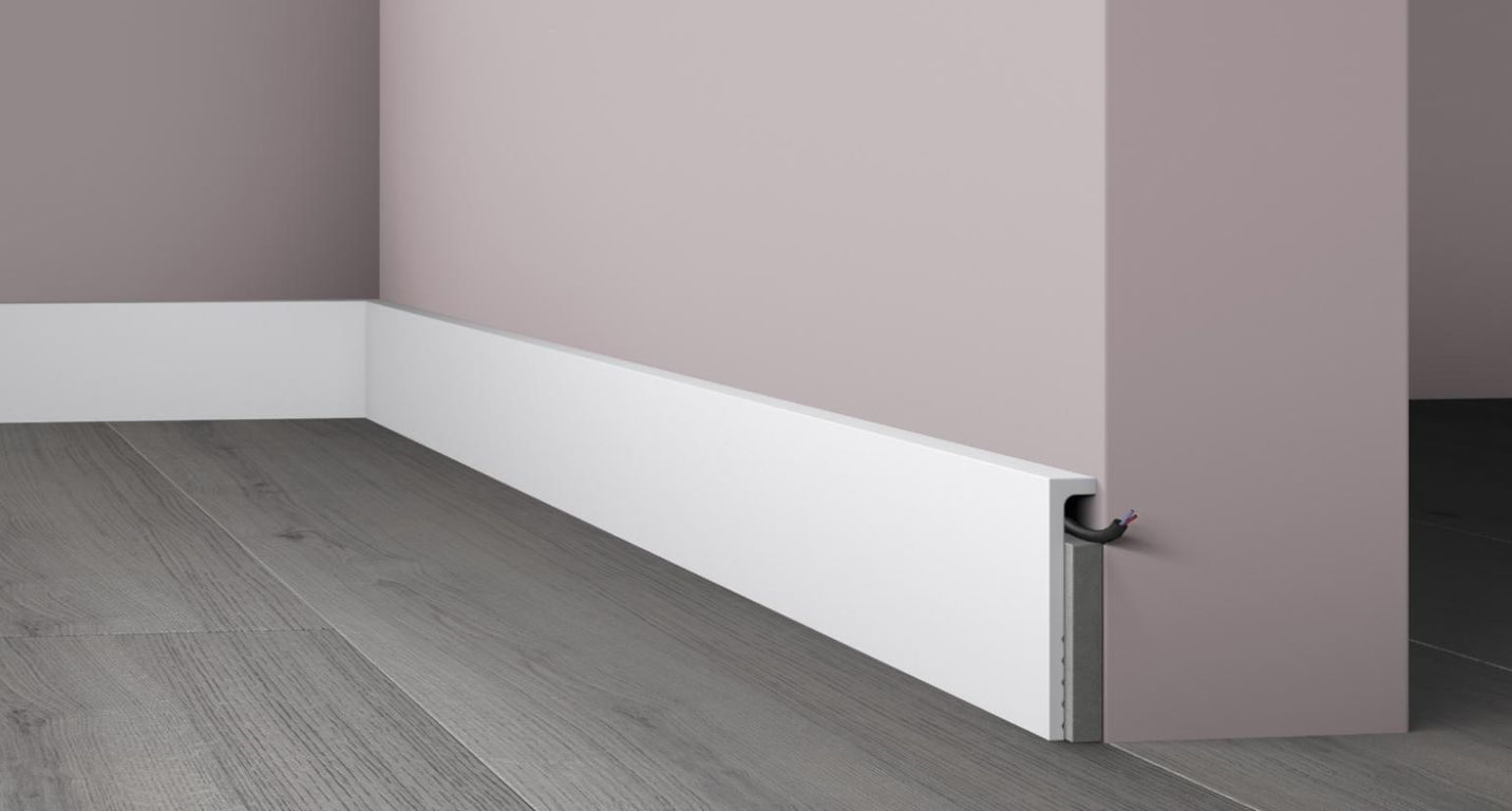 Sur-plinthe  , Polystyrène, décor Uni blanc, h.11.00 x L. 200.00 cm