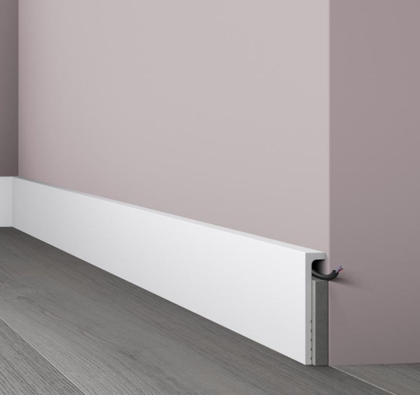 Sur-plinthe  , Polystyrène, décor Uni blanc, h.11.00 x L. 200.00 cm