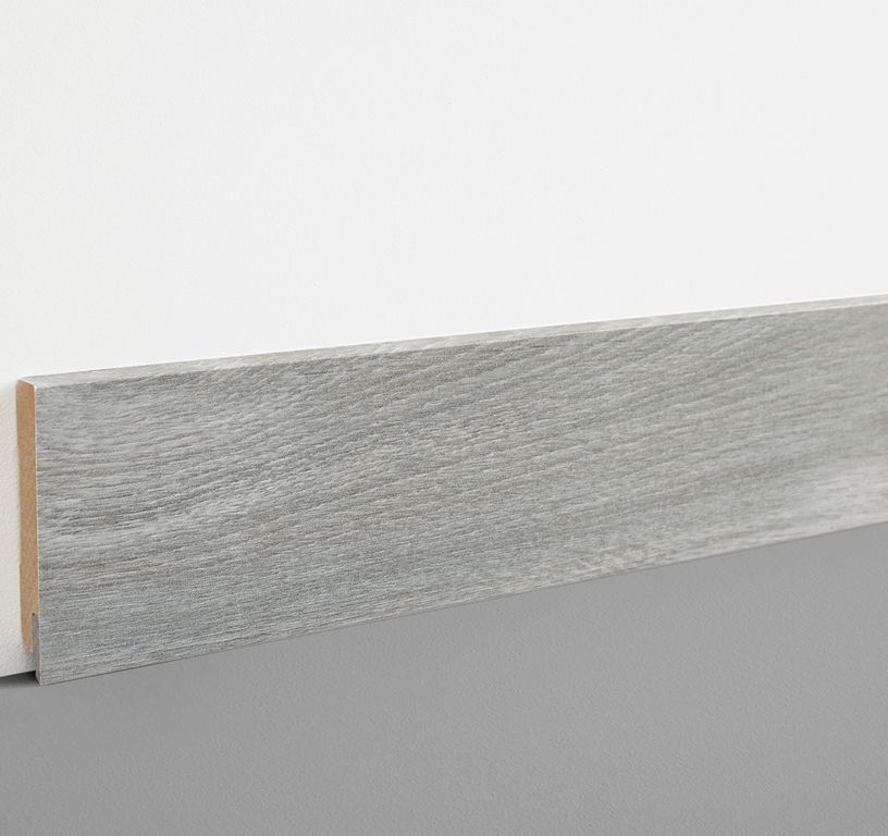 Plinthe  , Mdf, décor Bois Chêne gris, h.7.80 x L. 200.00 cm