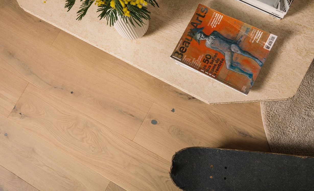 Parquet contrecollé CARCASSONE 200 CHENE AUTHENTIQUE, chêne naturel, verni, larg. 20.00 cm