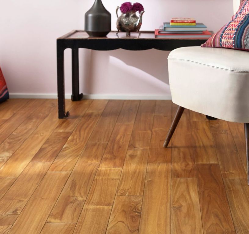 Parquet massif TECK 90 AUTHENTIQUE, teck naturel, huilé, larg. 9.00 cm