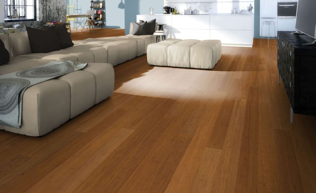 BAMBOU TRESSE PRESSE 142  Caramel, choix exclusif, naturel, verni, larg. 14.20 cm