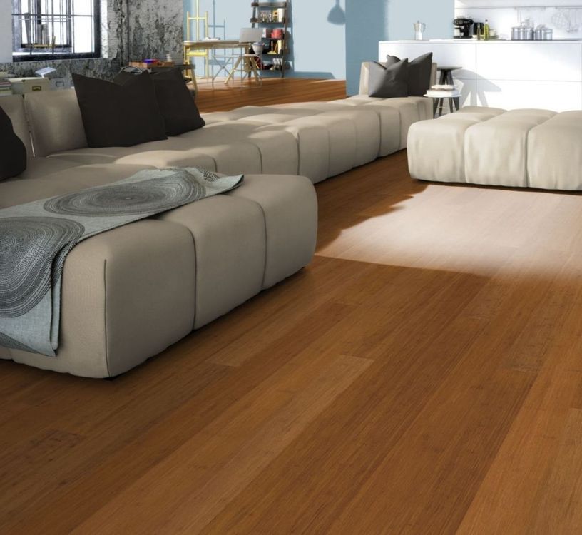 BAMBOU TRESSE PRESSE 142  Caramel, choix exclusif, naturel, verni, larg. 14.20 cm