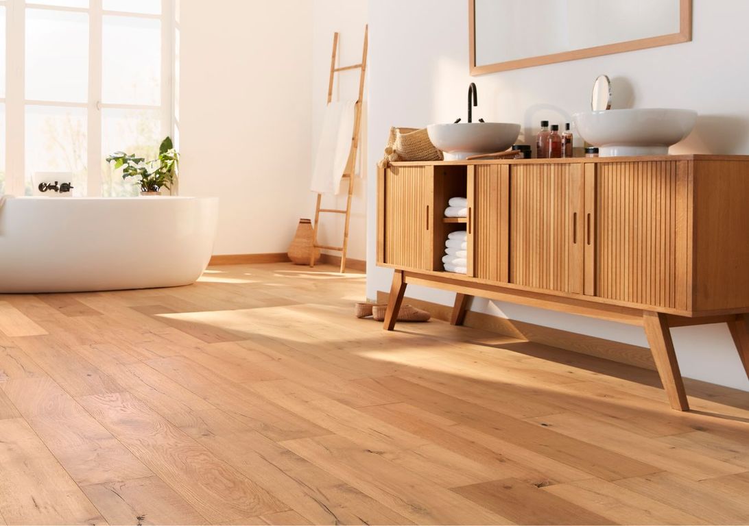 Revêtement sol bois WOOD & STONE CHENE VINTAGE, chêne naturel, verni, larg. 19.00 cm