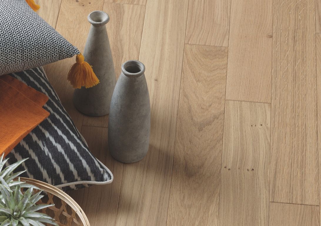 Parquet contrecollé MAJESTE CLIC 90 CHENE VINTAGE, chêne naturel, verni, larg. 9.00 cm