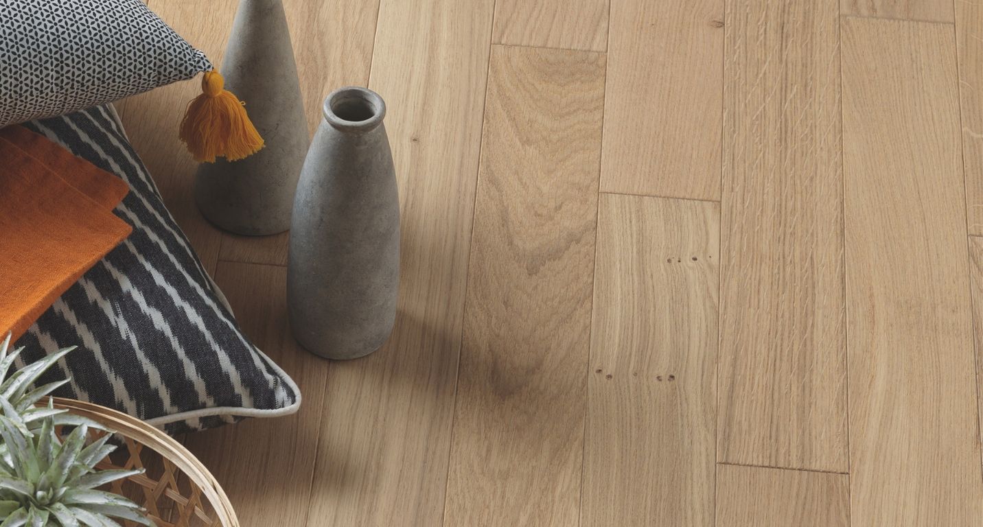 Parquet contrecollé MAJESTE CLIC 90 CHENE VINTAGE, chêne naturel, verni, larg. 9.00 cm